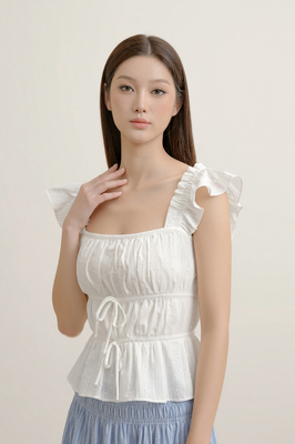 Lovie Padded Broderie Ruffle Top