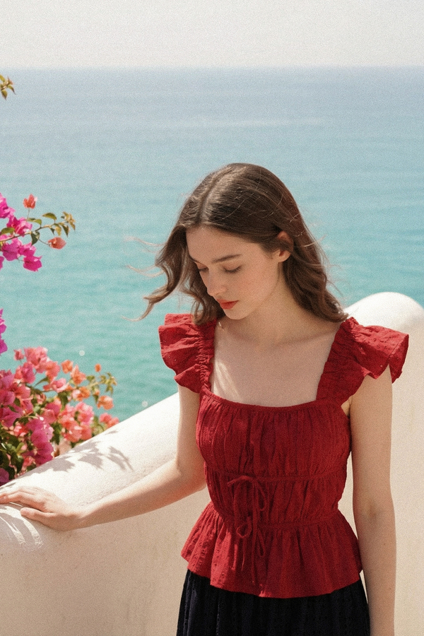 Lovie Padded Broderie Ruffle Top