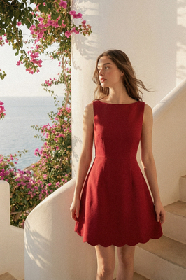 Celine Padded Textured Scallop Dress