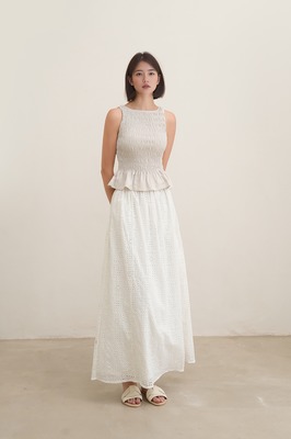 Saffrone Shirred Boat Neck Top