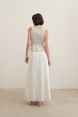 Saffrone Shirred Boat Neck Top