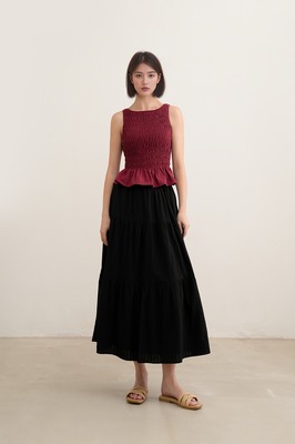 Saffrone Shirred Boat Neck Top