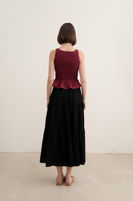 Saffrone Shirred Boat Neck Top