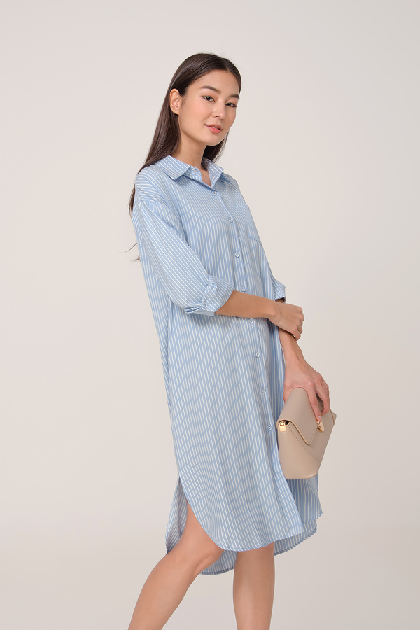 Nanda Striped Midi Shirt Dress