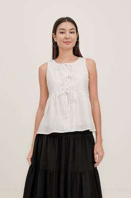 Airine Broderie Babydoll Tie Top