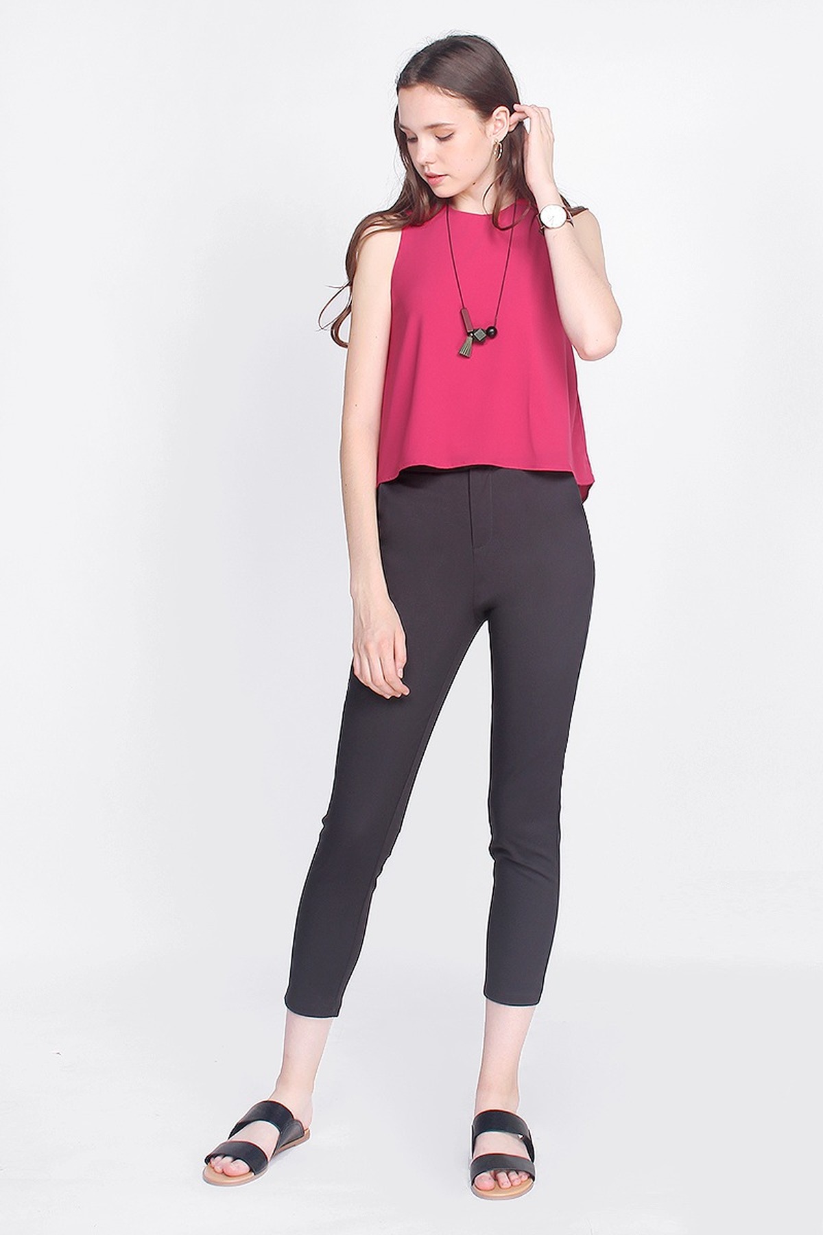 High waisted cropped pants Akris punto Ferry High-Waist Straight-Leg Cropped Jersey Pants Details Akris punto