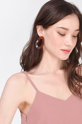 Chevron Asymmetric Resin Earrings