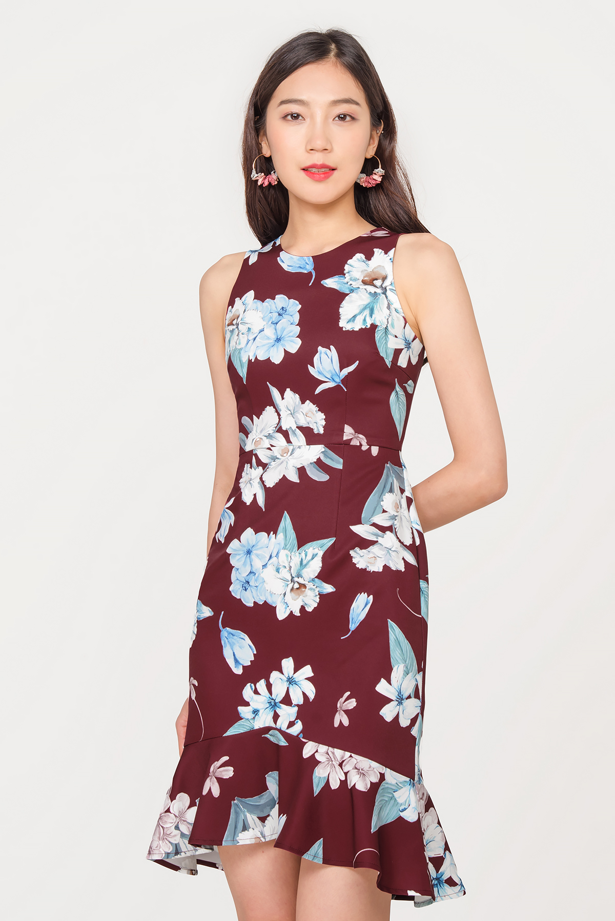 Floral Peplum Hem Dress