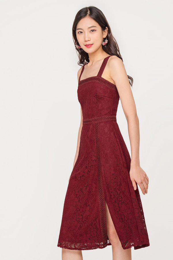 Sanguine Lace Slit Dress