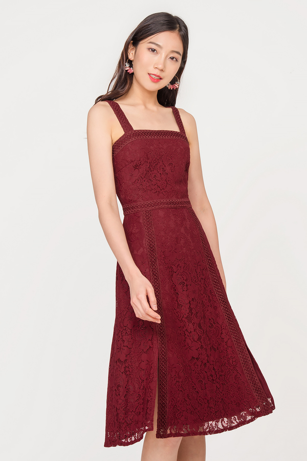 Sanguine Lace Slit Dress