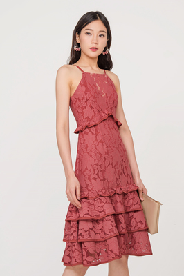 Willow Tiered Lace Midi Dress