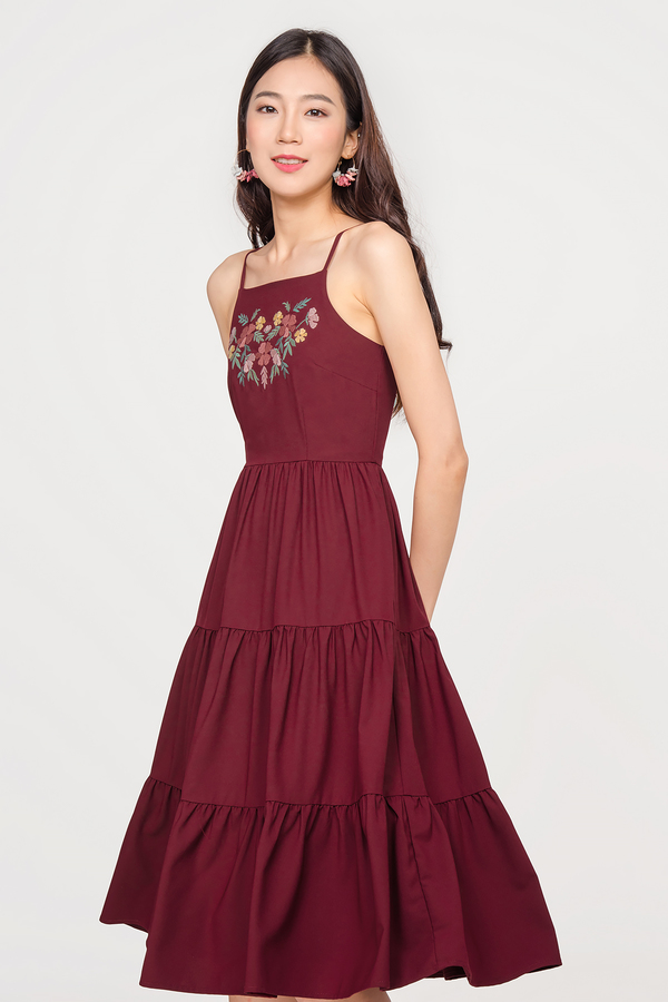 Serendipity Embroidered Tiered Midi Dress