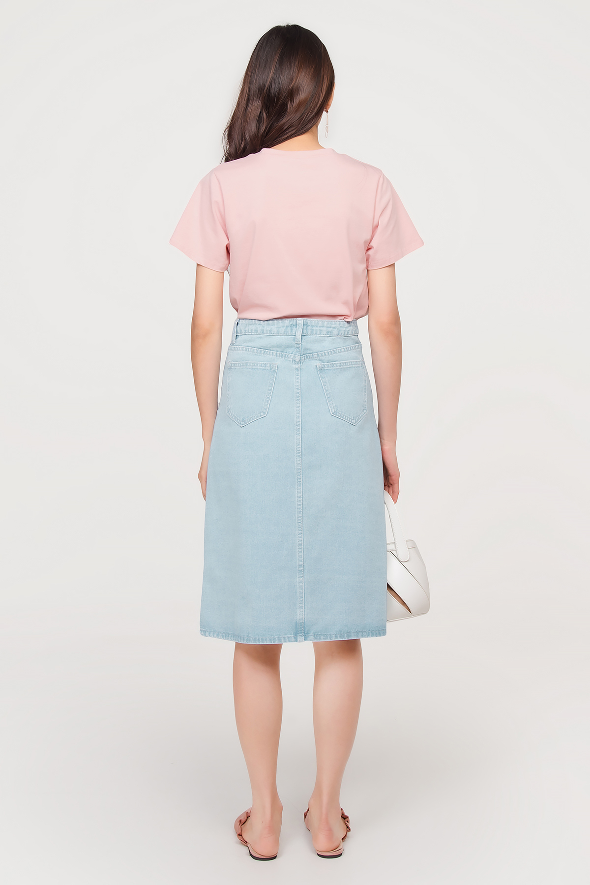 Fayth • Desiree Denim Button•Down Midi Skirt