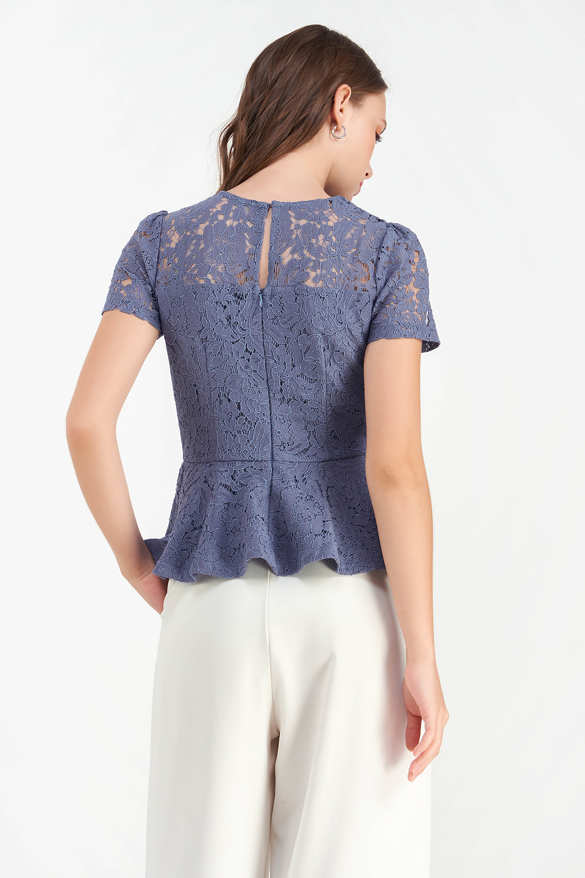 bcbg lace peplum top