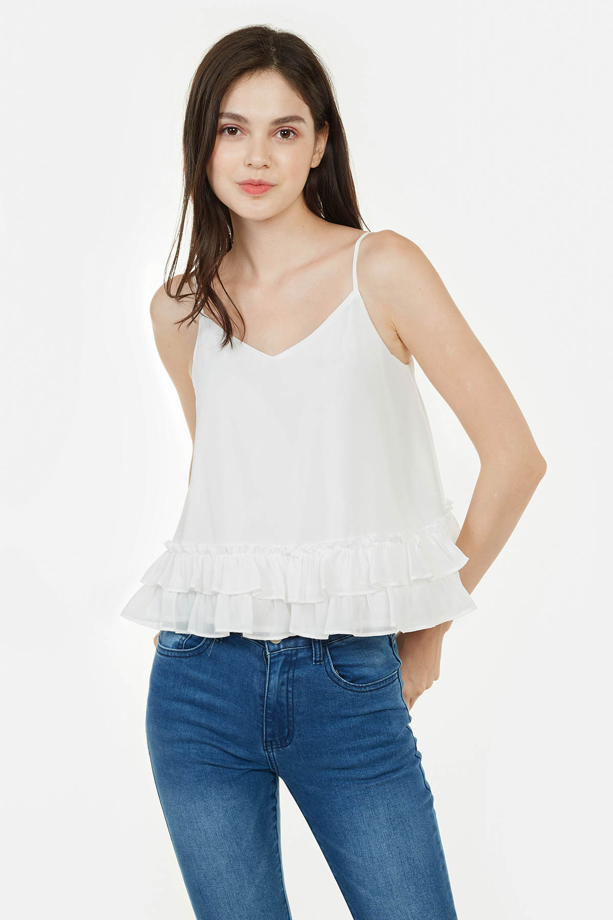 white chiffon cami top