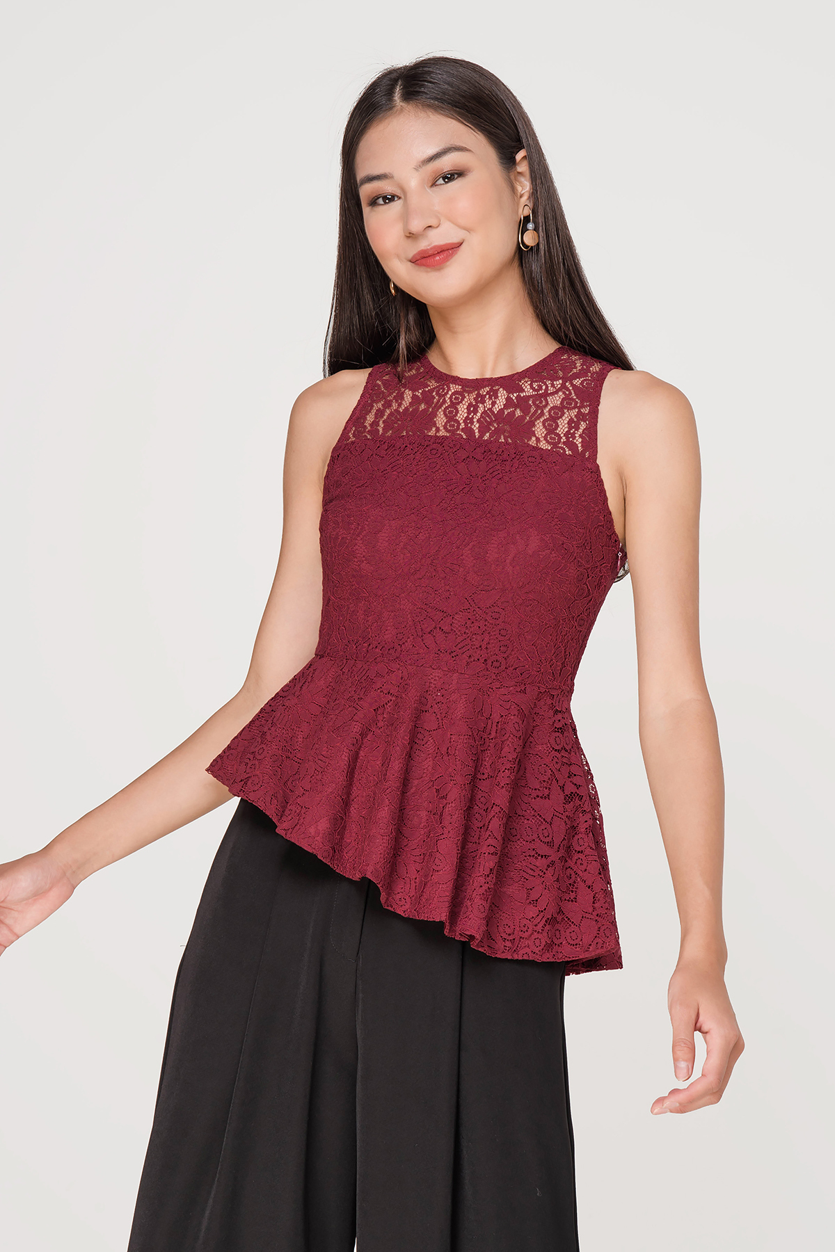 asymmetrical lace top