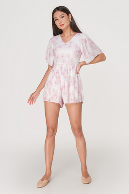 Delphine Floral Pleated Romper