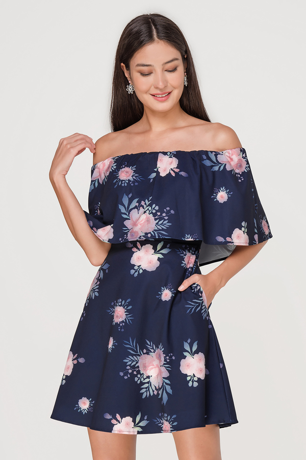 Floret Printed Off Shoulder Dress