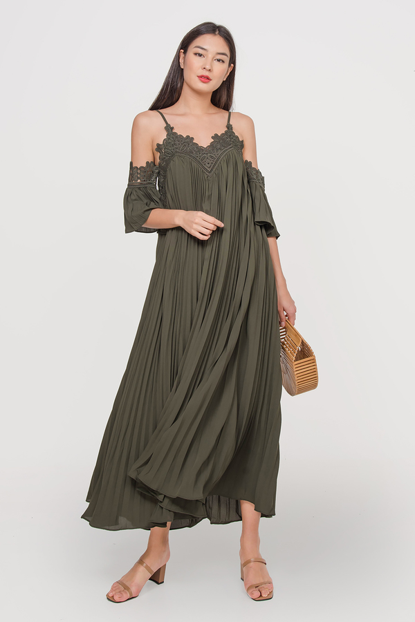 Florence Pleated Off Shoulder Maxi