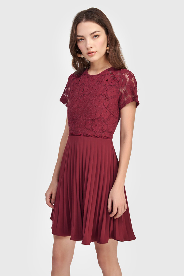 Gabrielle Lace Pleated Dress