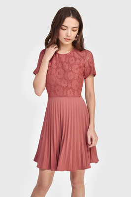 Gabrielle Lace Pleated Dress