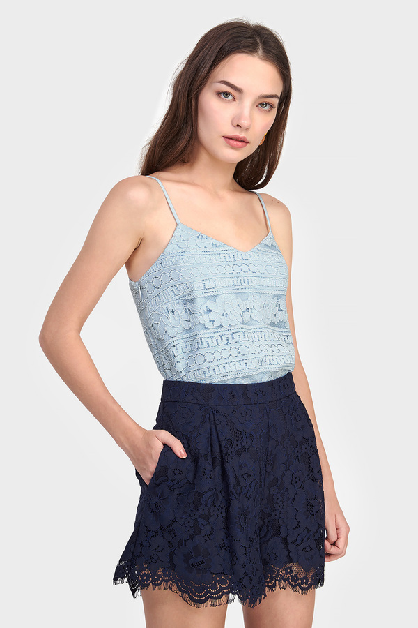 Callie Pleated Lace Shorts