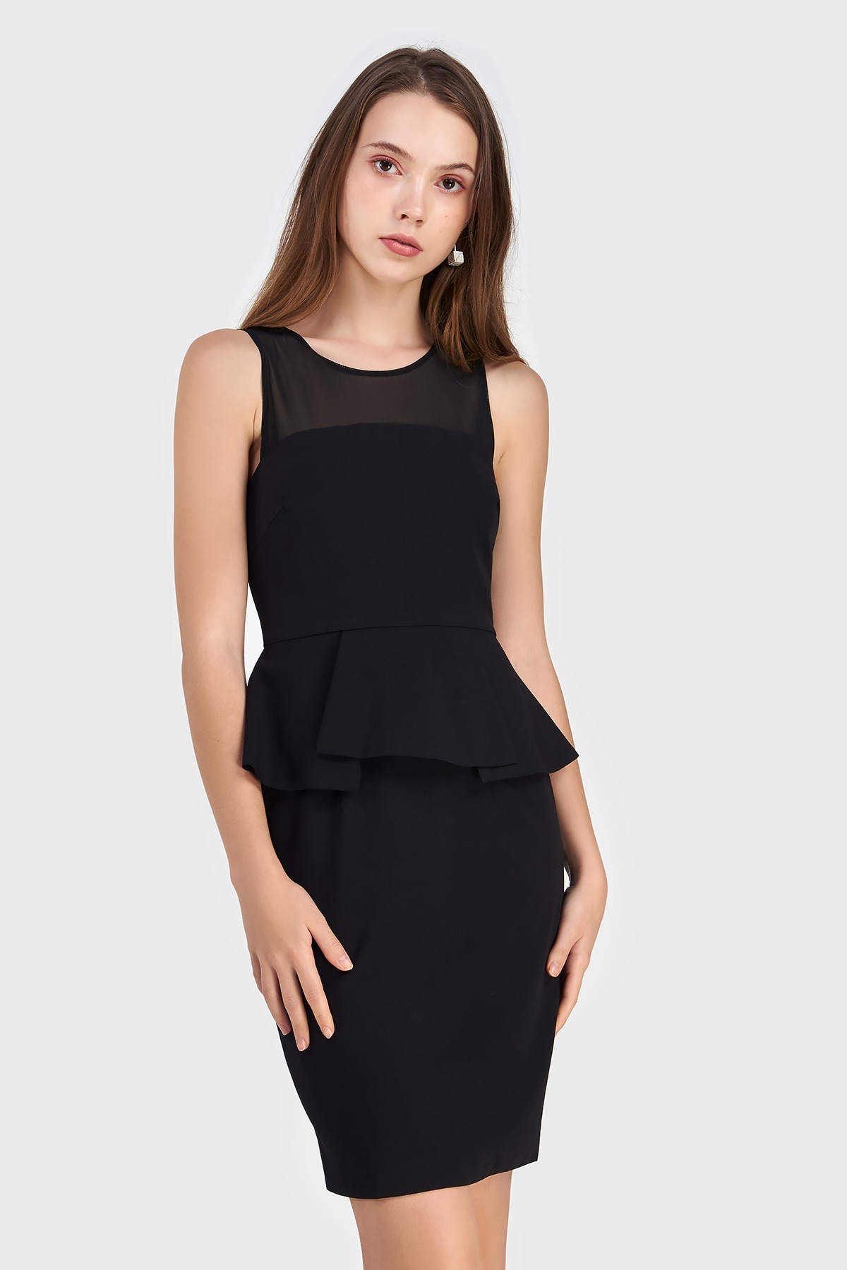 mesh peplum dress