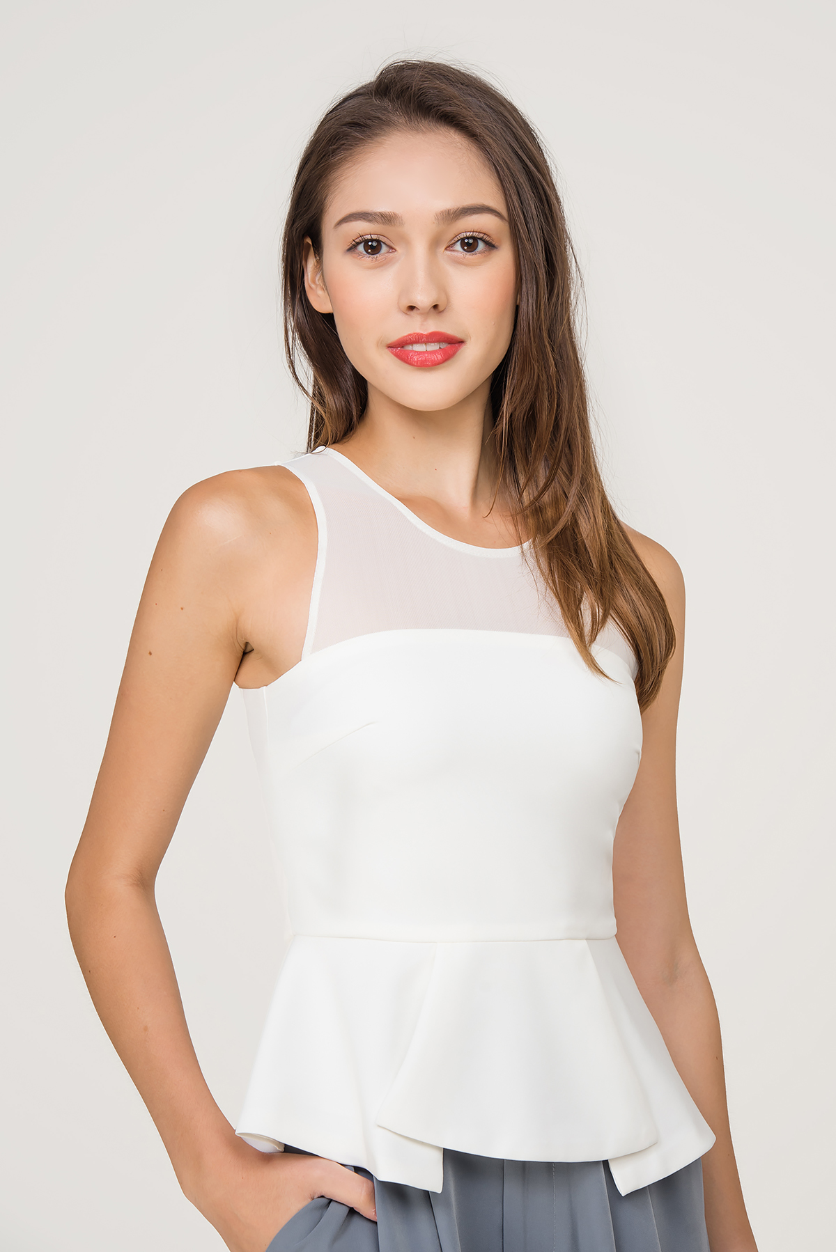 mesh peplum top