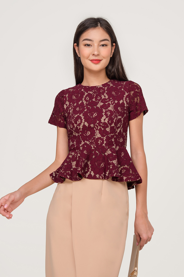 Soiree Lace Peplum Top