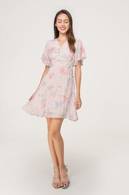 pleated dayflower wrap dress fayth