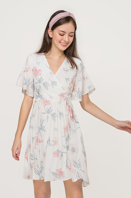 pleated dayflower wrap dress fayth clothing