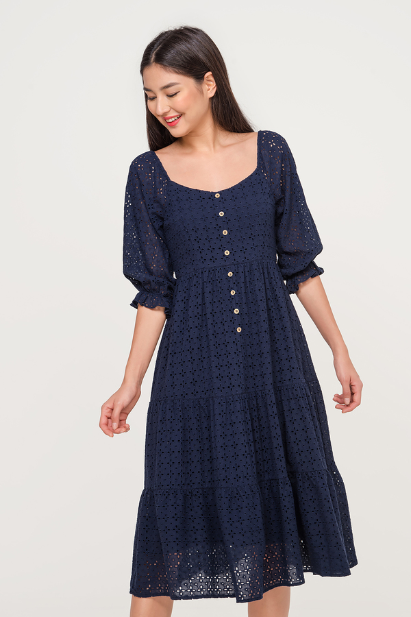 Amaia Eyelet Midi Dress