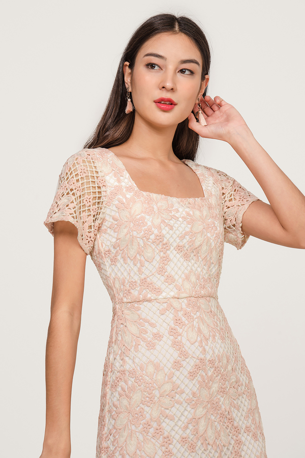 Juliette Crochet Sleeve Midi Dress