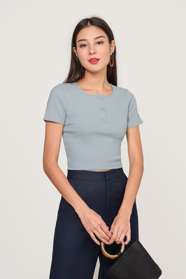 Adria Button Ribbed Top
