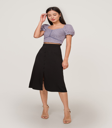 Fayth • Tori Lace Puff Sleeve Crop Top