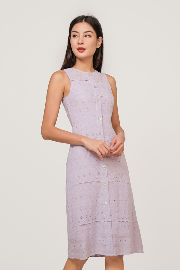 Verene Broderie Midi Dress