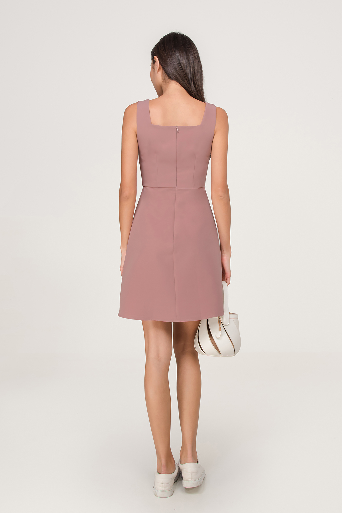 square neck button dress