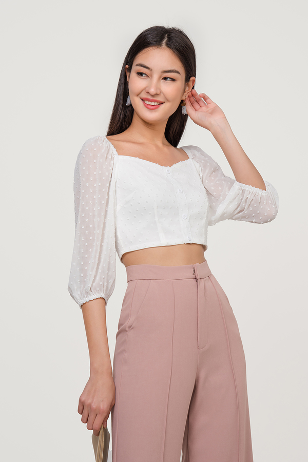 Clarise Dotted Puff Sleeve Top