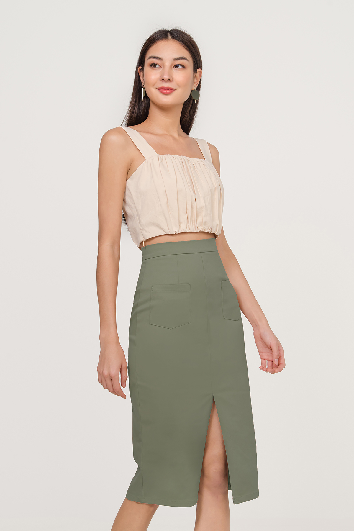 midi skirt with front split