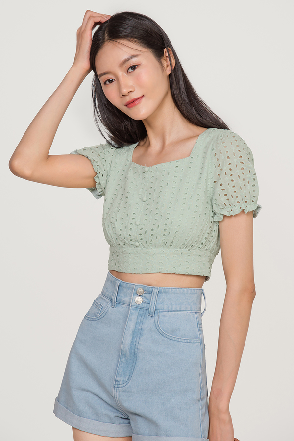 Sharlene Crop Eyelet Top