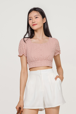 Sharlene Crop Eyelet Top