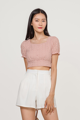 Sharlene Crop Eyelet Top
