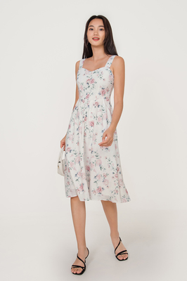 Rosette Linen Midi Dress