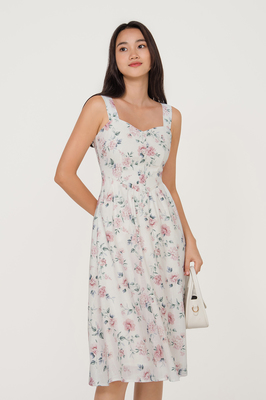 Rosette Linen Midi Dress