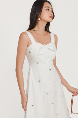 Sage Embroidered Tie Front Dress