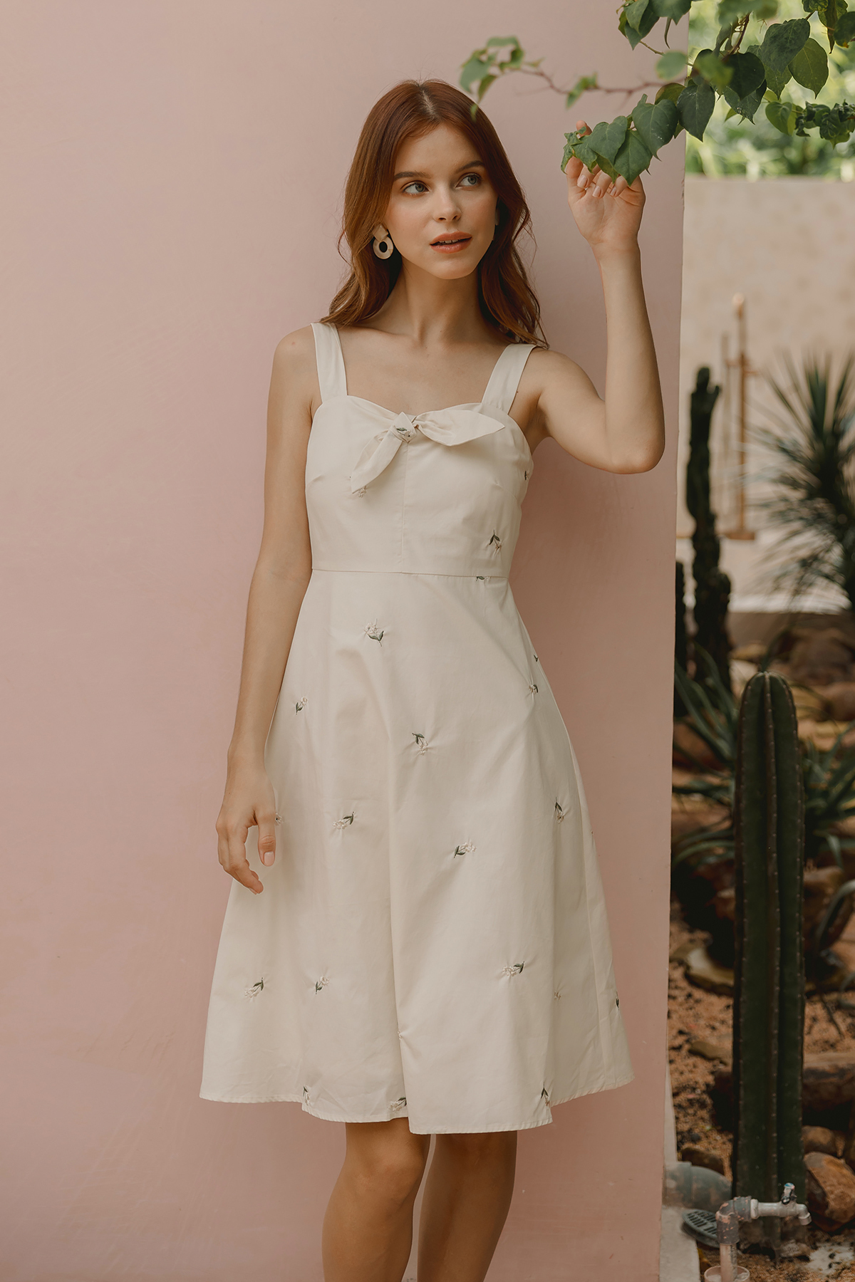 sage embroidered dress