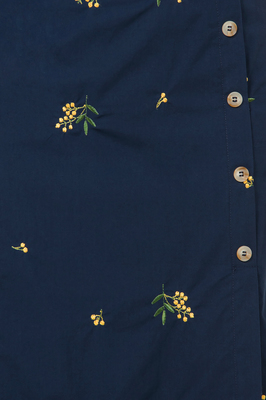 Poppy Embroidered Button Midi Skirt