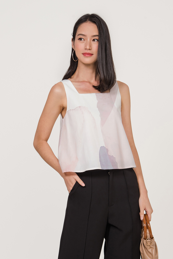 Abstract Square Neck Top