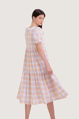 Dakota Gingham Puff Sleeve Midi Dress