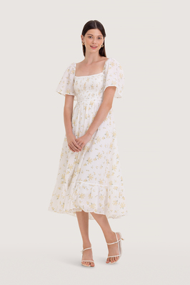 Chantilly Shirred Sleeve Dress